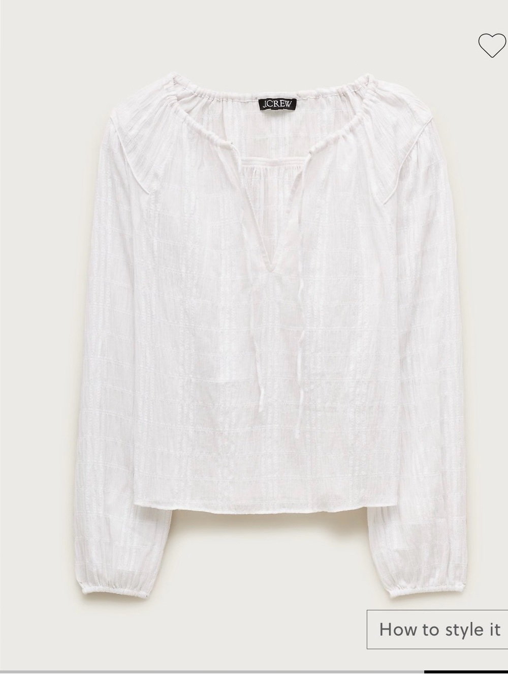NWT J. Crew Tie-front popover top in seersucker